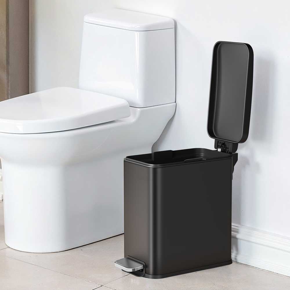 Songmics Kosmetinė šiukšliadėžė su dangčiu, 10 l, juoda