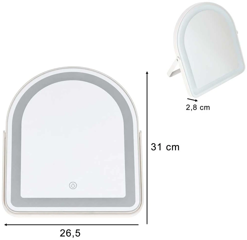 Kosmetinis LED veidrodis su jutikliniu valdymu, baltas, 31 x 26,5 cm
