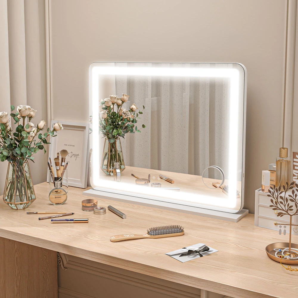 Kosmetinis LED veidrodis su USB jungtimi, baltas, 80 × 14 × 62 cm
