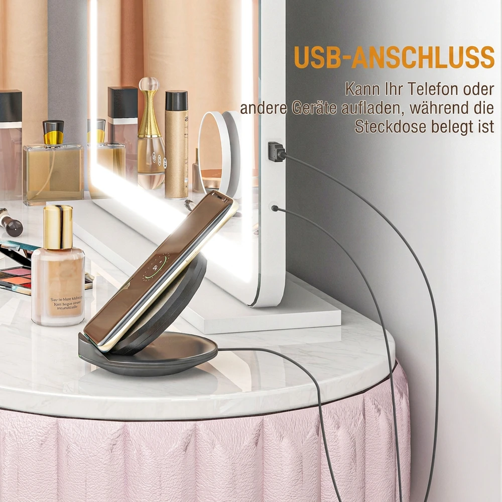 Kosmetinis LED veidrodis su USB jungtimi, baltas, 80 × 14 × 62 cm