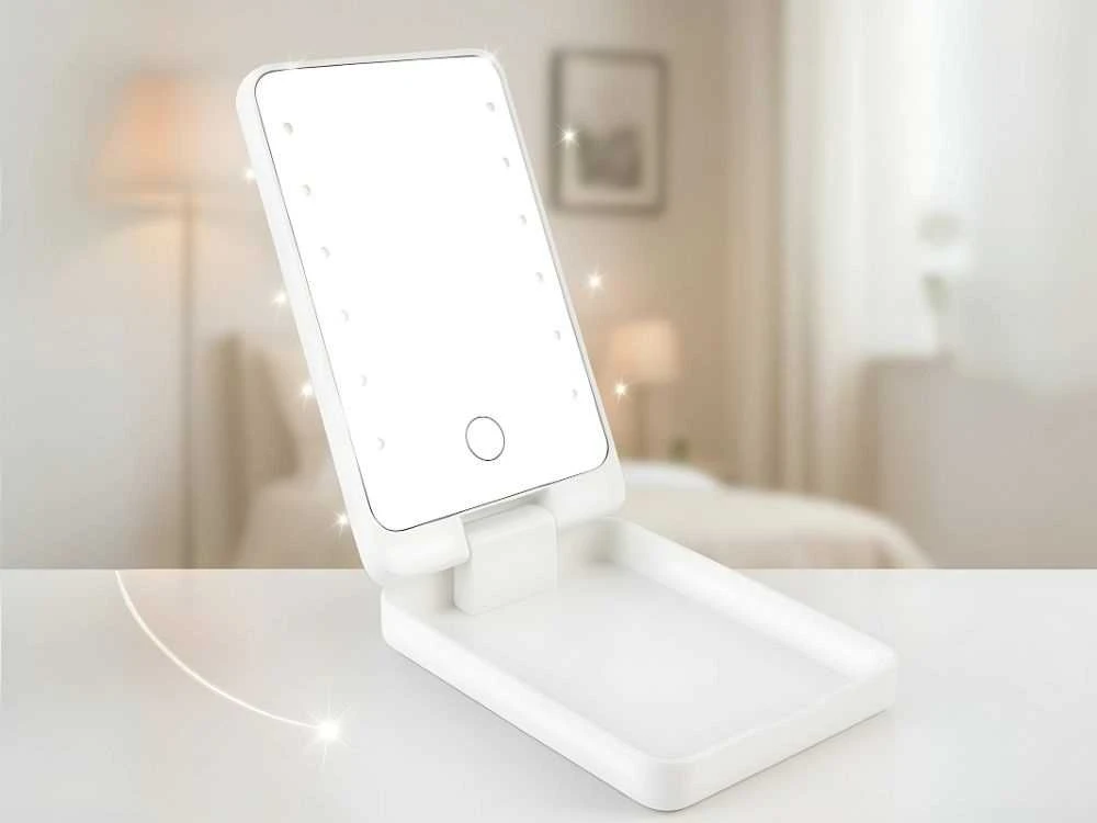 Kosmetinis veidrodėlis su LED apšvietimu, 360°