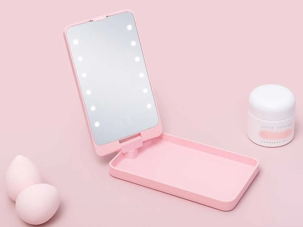 Kosmetinis veidrodėlis su LED apšvietimu, 360°