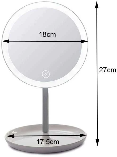 Kosmetinis veidrodis su LED apšvietimu, 18 cm