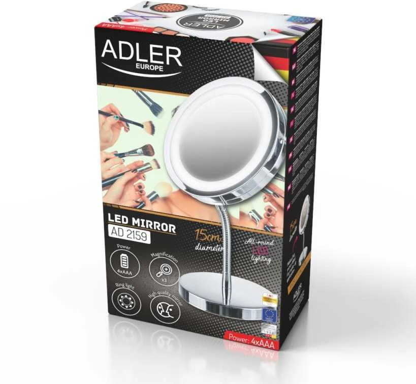 Adler | Veidrodis | AD 2159 | 15 cm | LED veidrodis | Chrome