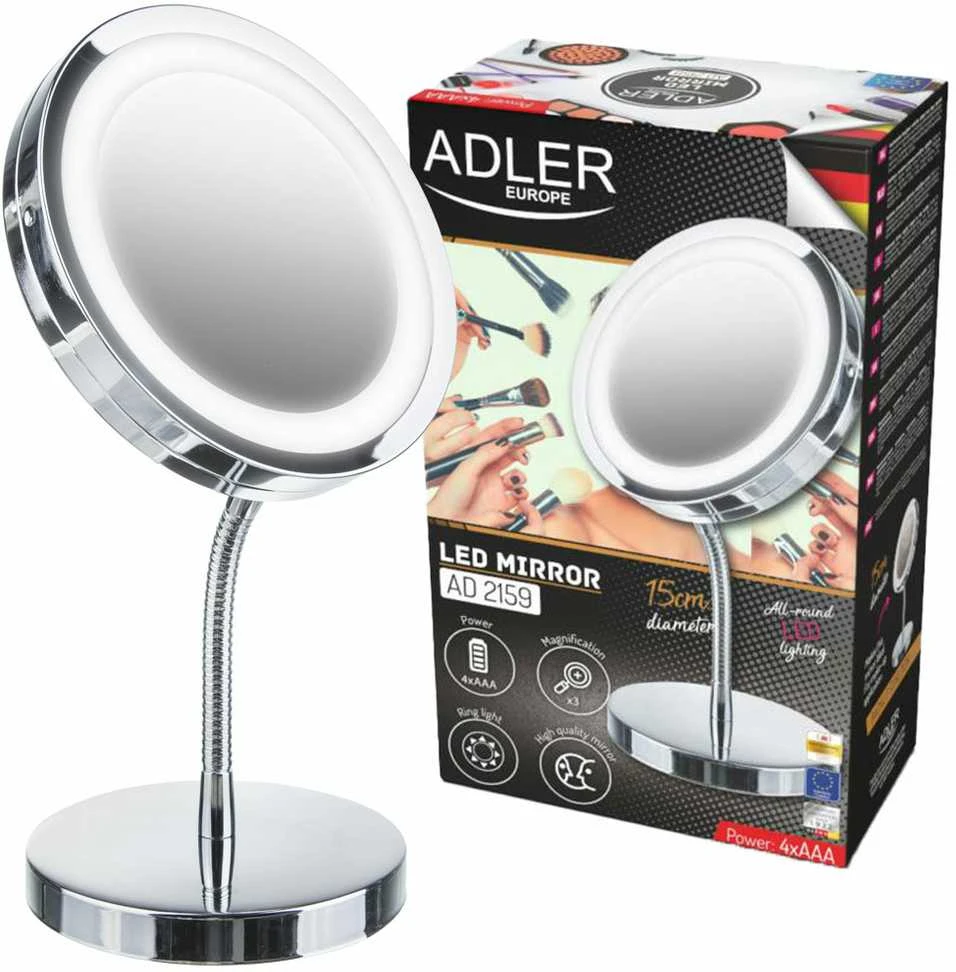 Adler | Veidrodis | AD 2159 | 15 cm | LED veidrodis | Chrome