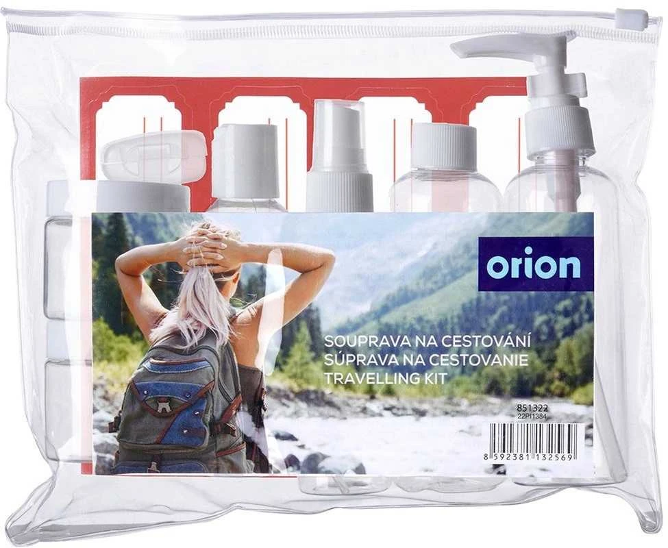 Orion Kelioniniai buteliukai kosmetikai 8 vnt. su kosmetine