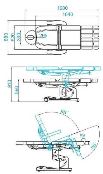 Activeshop Kosmetologinis krėslas AZZURRO 708A PEDI ELECTRIC 3 MOTOR Pilkas