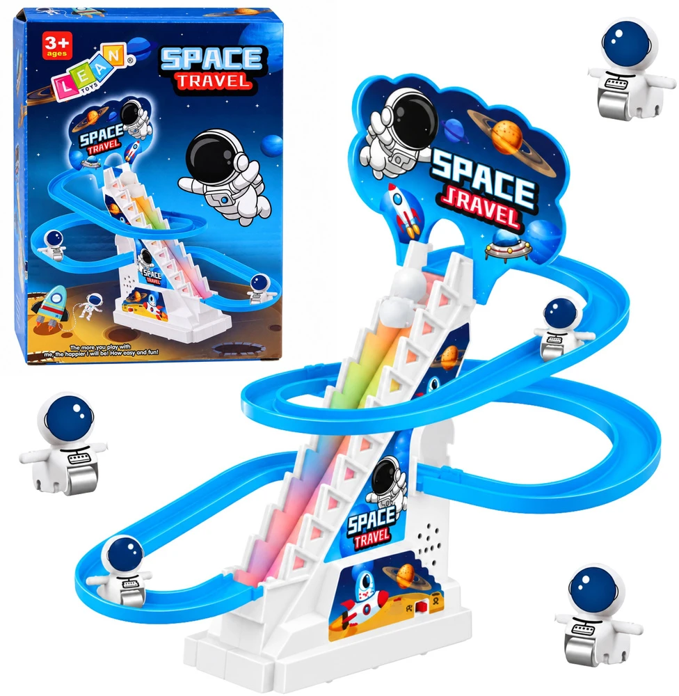 Lean Toys Kosminė astronautų trasa su judančiais laiptais ir šviesos bei garso efektais, mėlyna