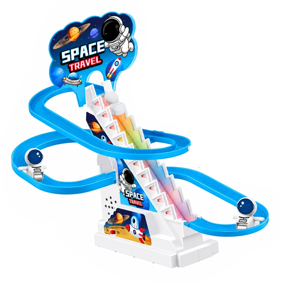 Lean Toys Kosminė astronautų trasa su judančiais laiptais ir šviesos bei garso efektais, mėlyna