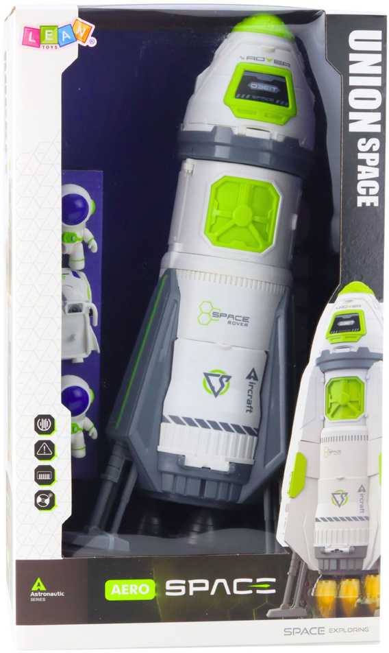 Lean Toys Kosminis laivas su astronautų figūrėlėmis ir šviesos bei garso efektais