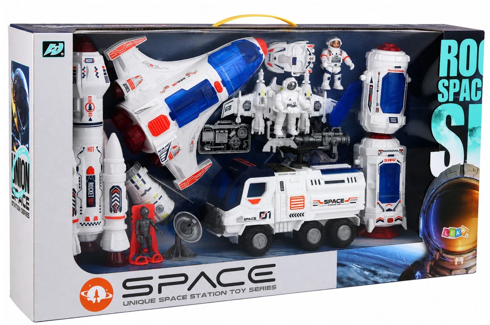 Lean Toys Kosmoso žaislų rinkinys su raketa ir marsaeigiu
