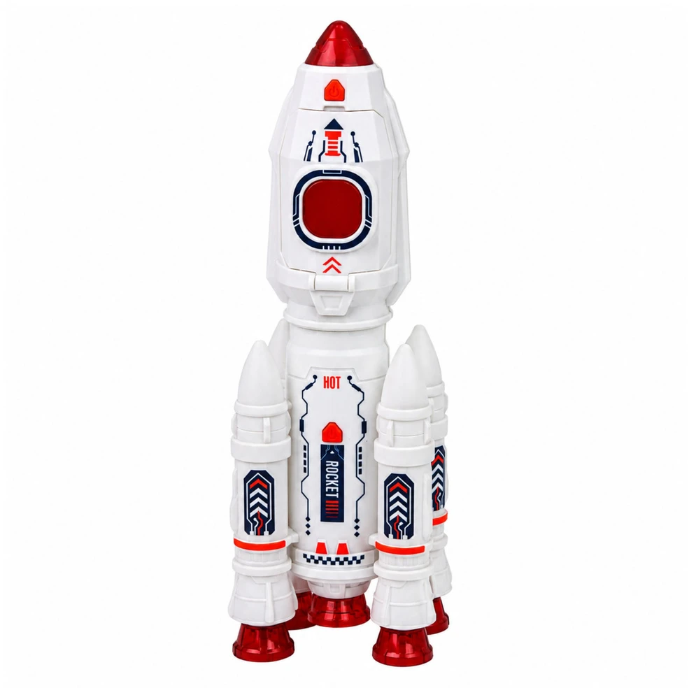 Lean Toys Kosmoso žaislų rinkinys su šviesos ir garso efektais, baltas, oranžinis ir mėlynas