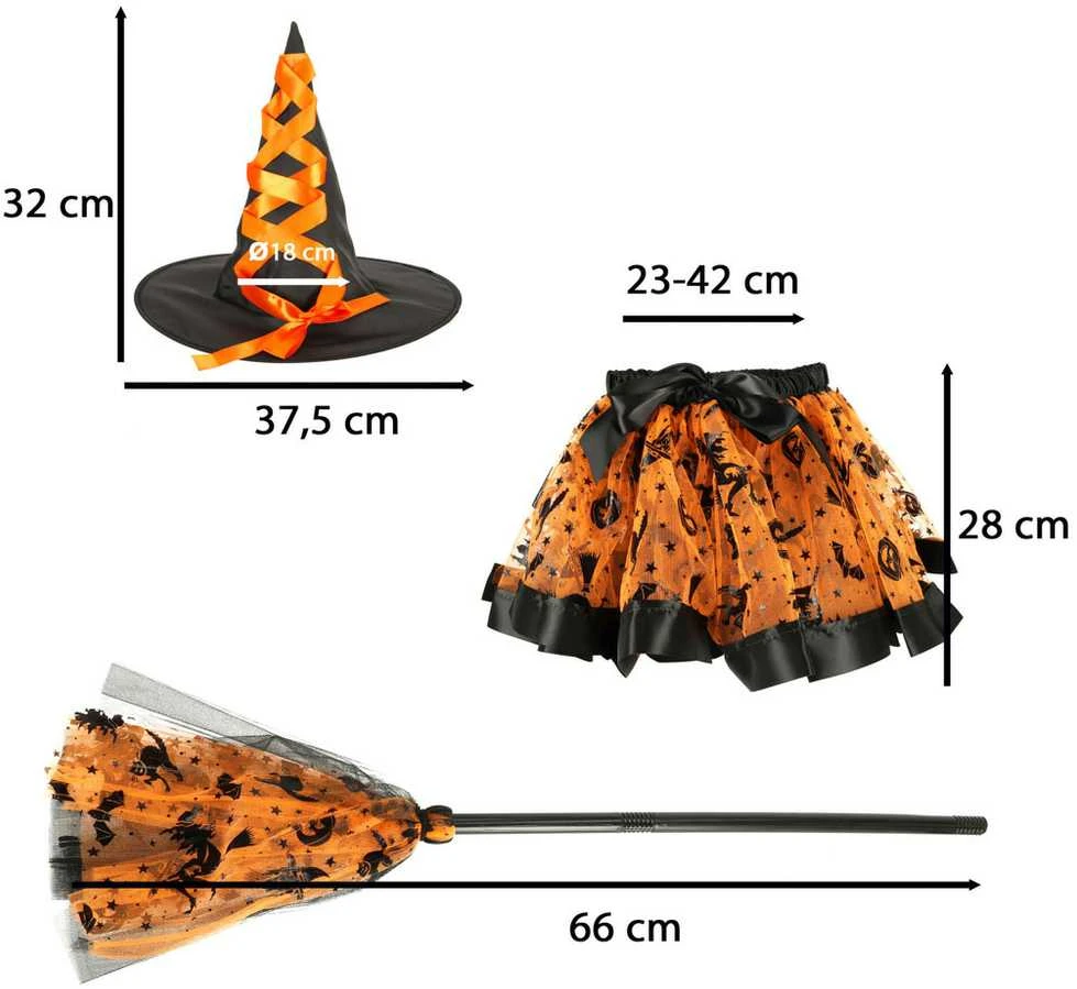 Raganos raganos kostiumas 3 dalių oranžinis