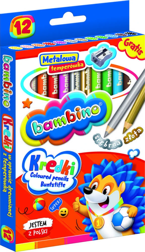 Lean School BAMBINO Mediniai pieštukai su rėmeliu 12 spalvų + galąstuvas