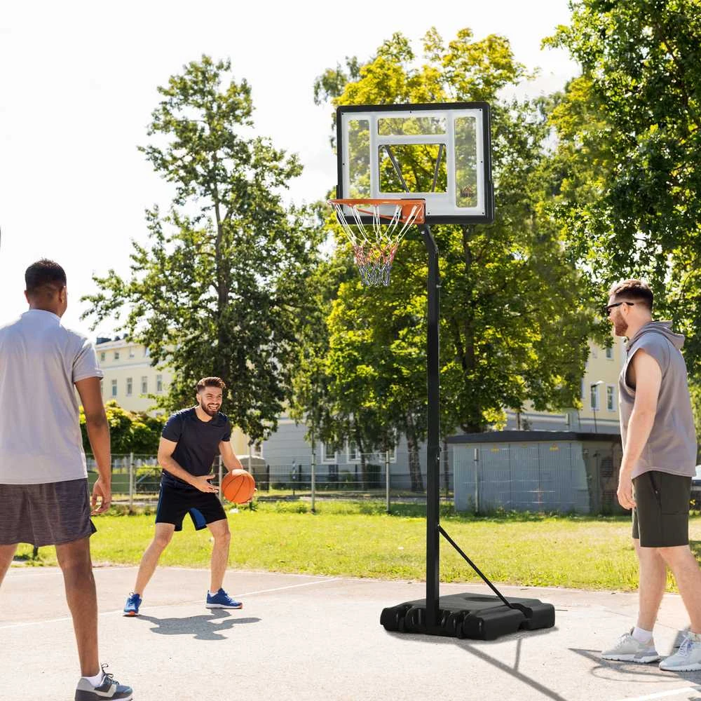HOMCOM krepšinio stovas su ratukais, reguliuojamas aukštis 260-310 cm