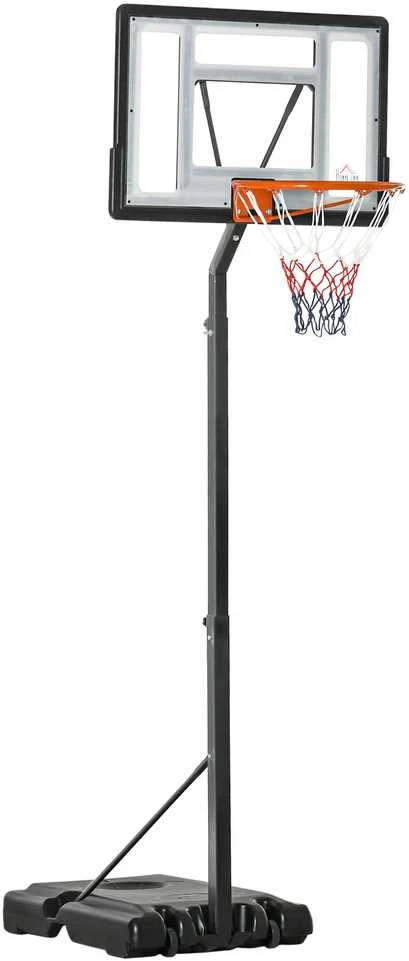 HOMCOM krepšinio stovas su ratukais, reguliuojamas aukštis 260-310 cm