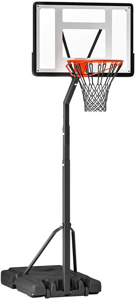 HOMCOM Mobilus krepšinio stovas Krepšinio lankas su reguliuojamo aukščio stovu, plienas+plastikas, juodas, 90 x 165 x 302-352 cm