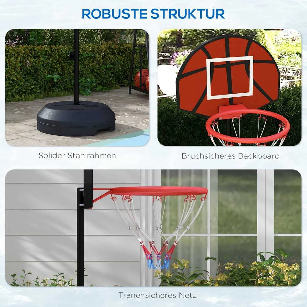 SPORTNOW reguliuojamas krepšinio stovas, krepšinio stovas su magnetiniu smiginiu, 129–179 cm