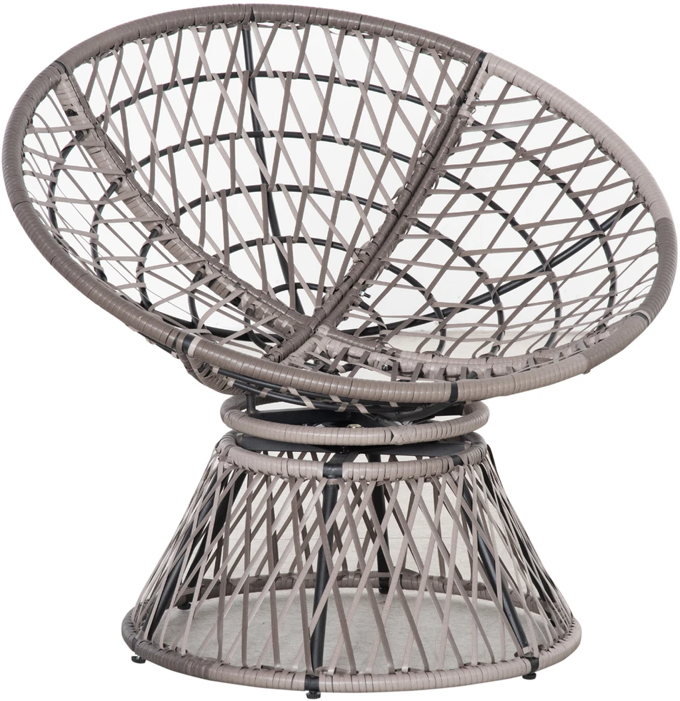 Lauko baldų komplektas "Outsunny" papasano fotelis Pintas fotelis fotelis su pagalvėle 360 laipsnių rotango pilkos spalvos W87 x D97 x H86 cm