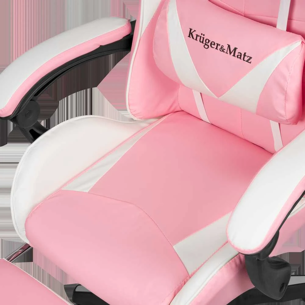 Kruger & Matz GX-150 žaidimų kėdė Balta ir rožinė