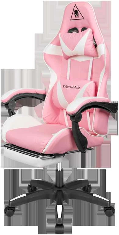 Kruger & Matz GX-150 žaidimų kėdė Balta ir rožinė