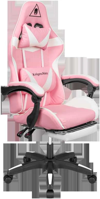Kruger & Matz GX-150 žaidimų kėdė Balta ir rožinė