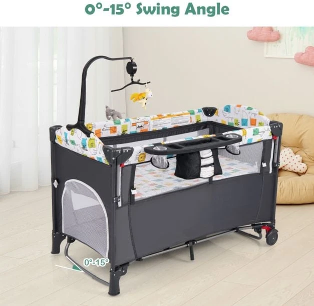 Kūdikio lovelė 5-in-1 pilka