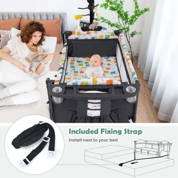 Kūdikio lovelė 5-in-1 pilka
