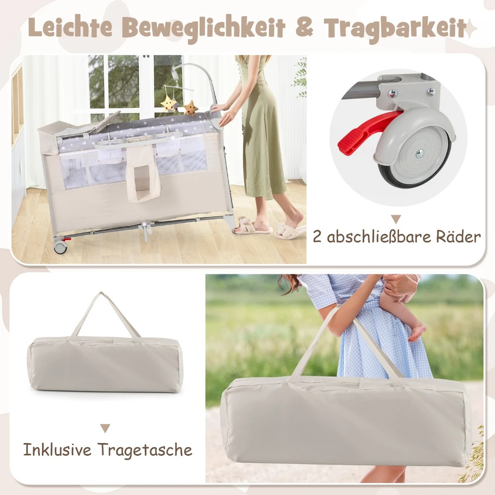 Kūdikio lovelė smėlinė/ruda/pilka