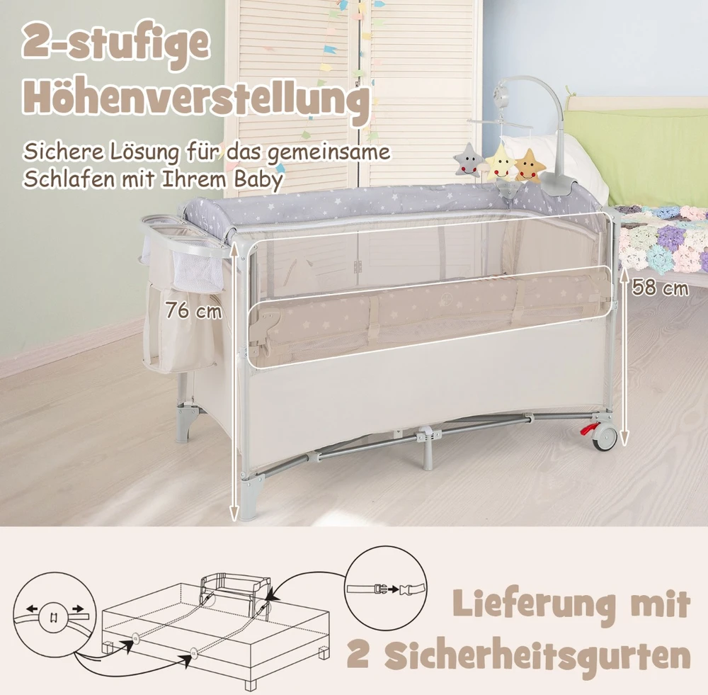 Kūdikio lovelė smėlinė/ruda/pilka