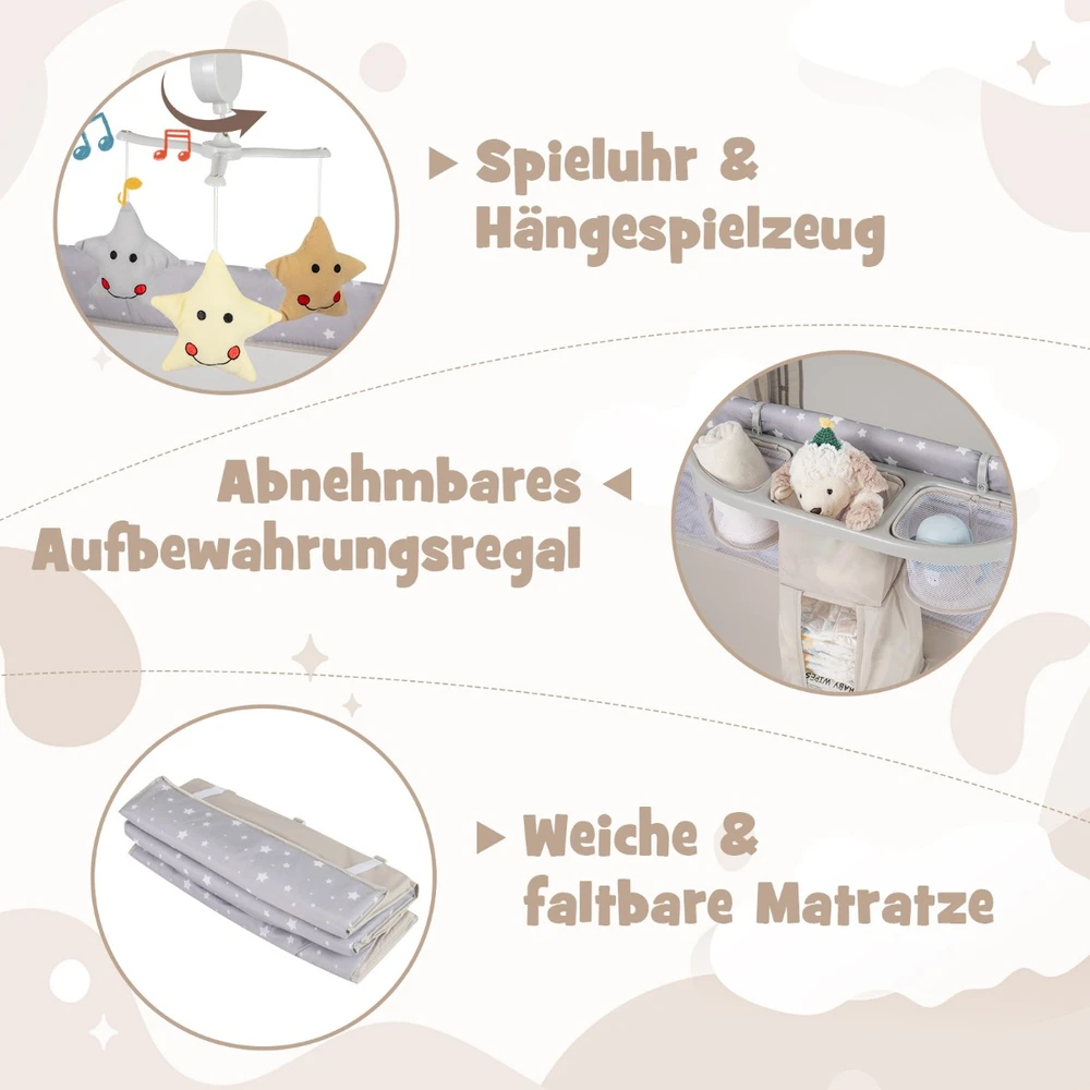 Kūdikio lovelė smėlinė/ruda/pilka