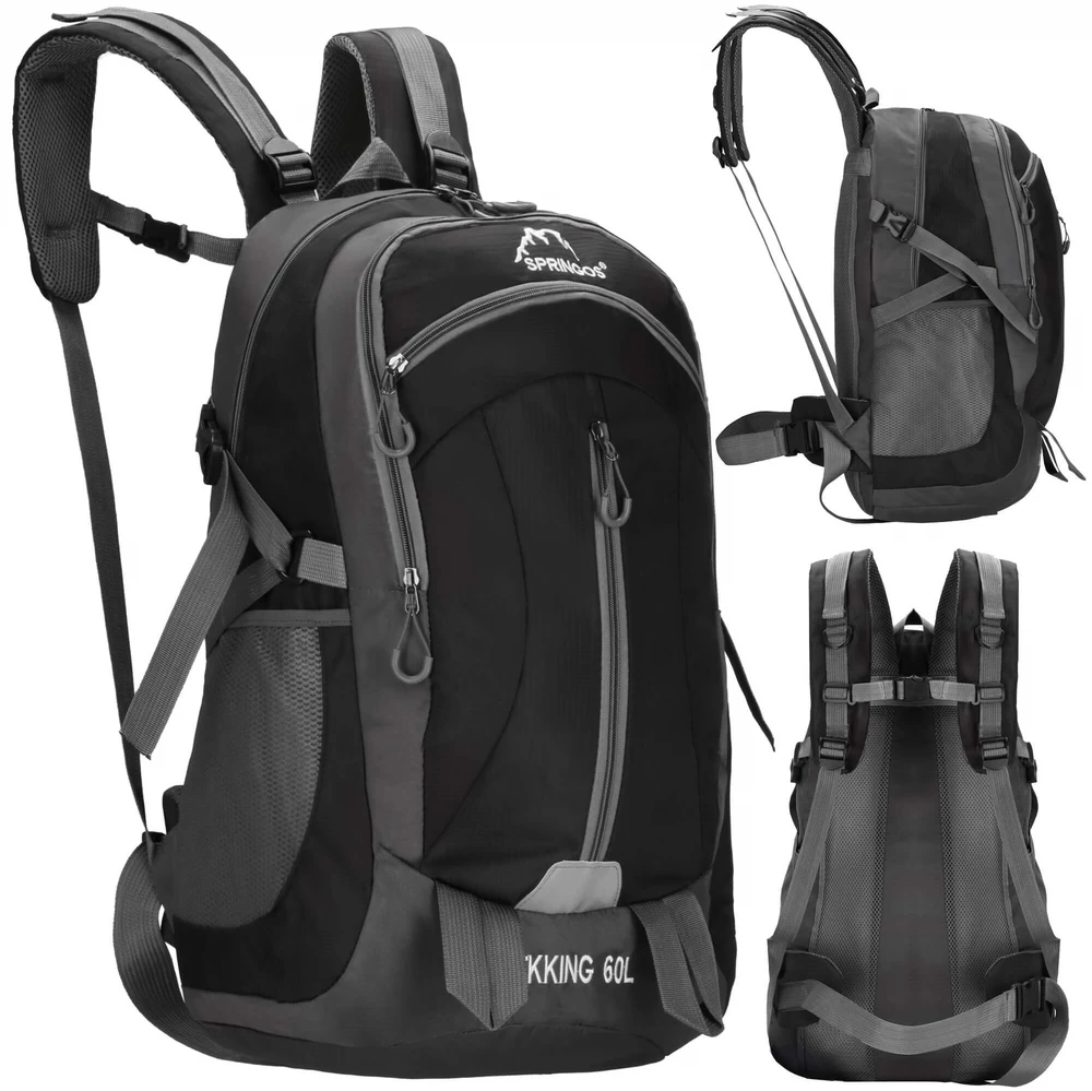 Springos Kuprinė 60 l talpos, su 4 skyriais, pilkų atspalvių, 60 × 43 × 22 cm