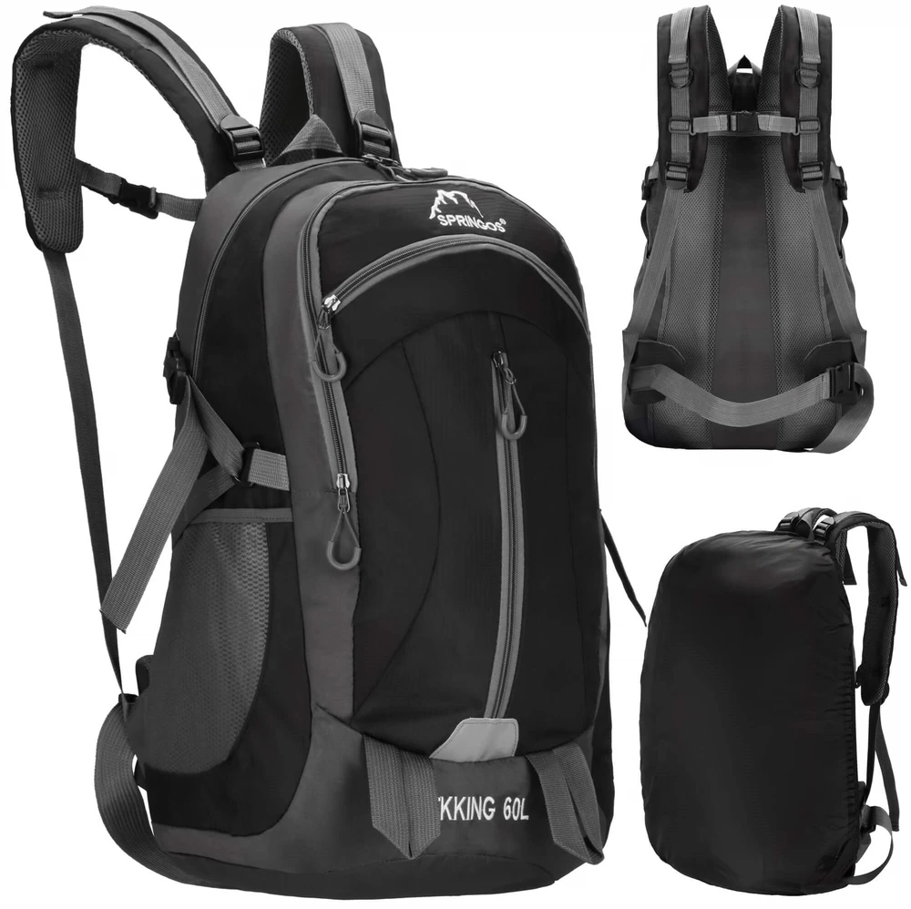Springos Kuprinė 60 l talpos, su 4 skyriais, pilkų atspalvių, 60 × 43 × 22 cm