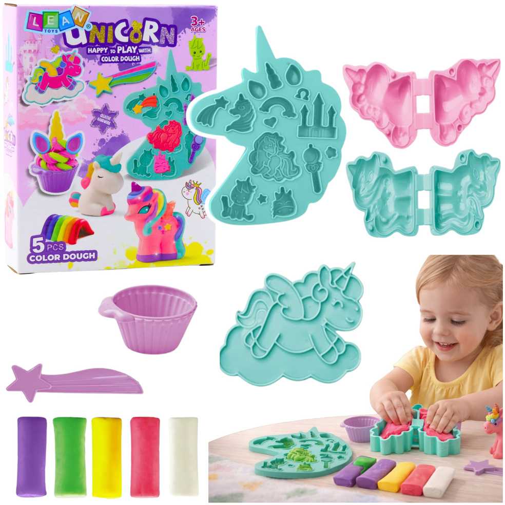 Lean Toys Kūrybinis rinkinys vaikams Vienaragis su moliu ir formomis
