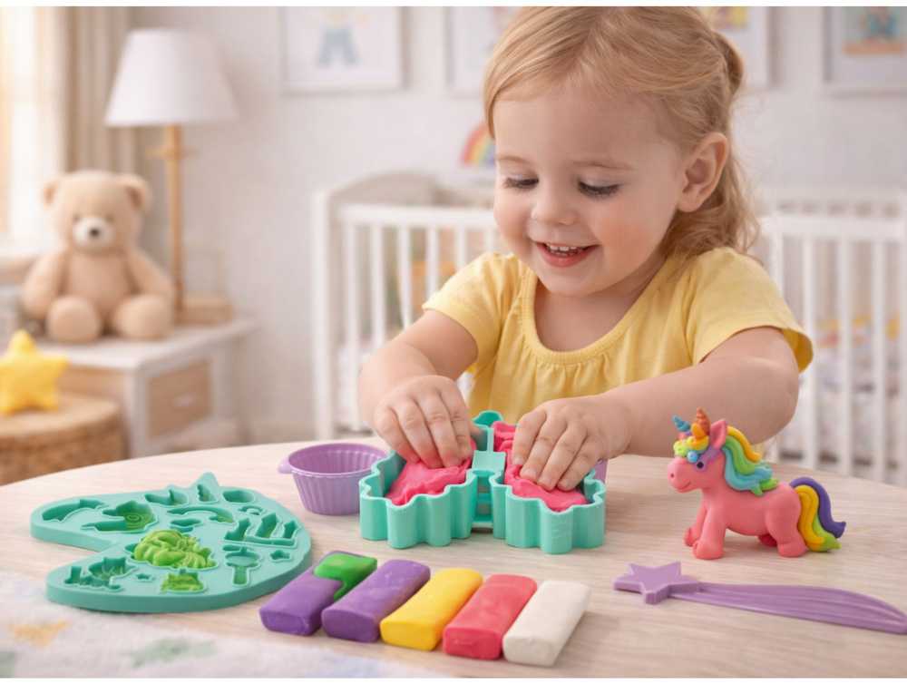 Lean Toys Kūrybinis rinkinys vaikams Vienaragis su moliu ir formomis