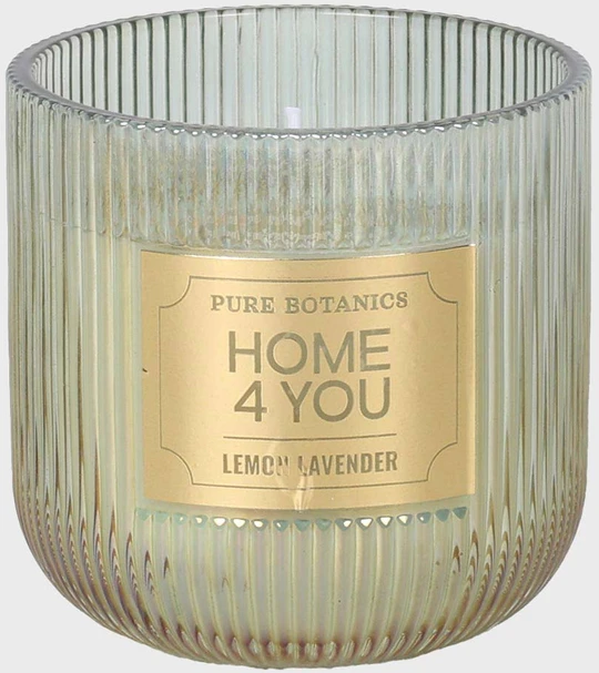 Home4You Žvakė „PURE BOTANICS“, 10 cm skersmens ir 10 cm aukščio, citrinų ir levandų aromatas