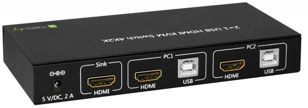 TECHLY 028696 Techly 2 prievadų HDMI/USB KVM jungiklis 2x1 su garsu
