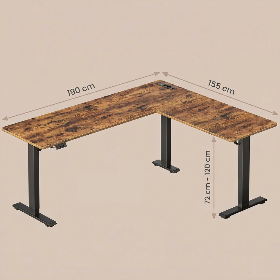 Songmics Reguliuojamo aukščio stalas 190 x 155 cm