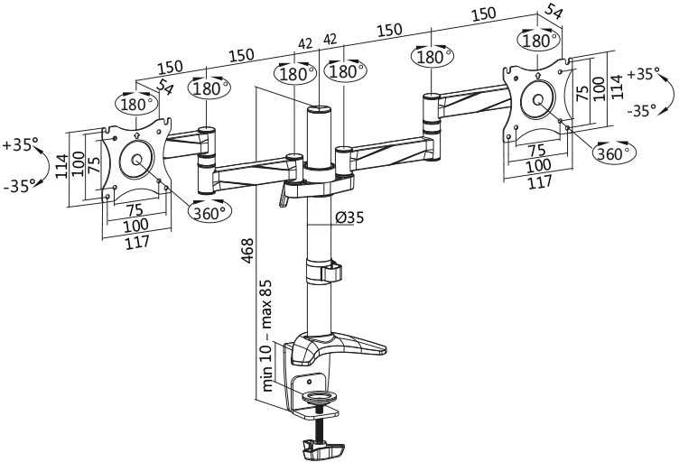 Laikiklis LOGILINK BP0077 LOGILINK - Dual alumium monitorius desk mount