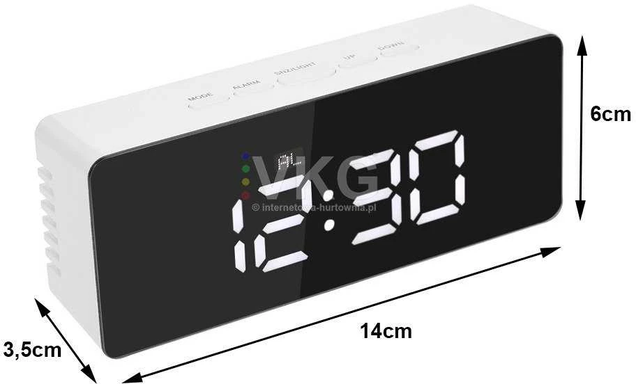 Laikrodis veidrodis su LCD ekranu ir temperatūros rodymu