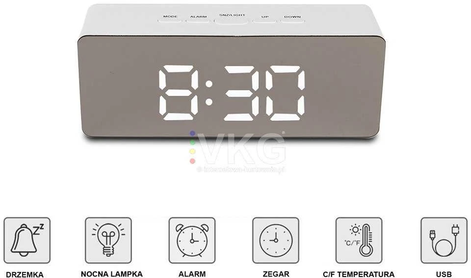 Laikrodis veidrodis su LCD ekranu ir temperatūros rodymu