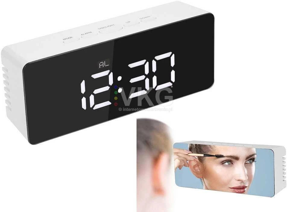 Laikrodis veidrodis su LCD ekranu ir temperatūros rodymu