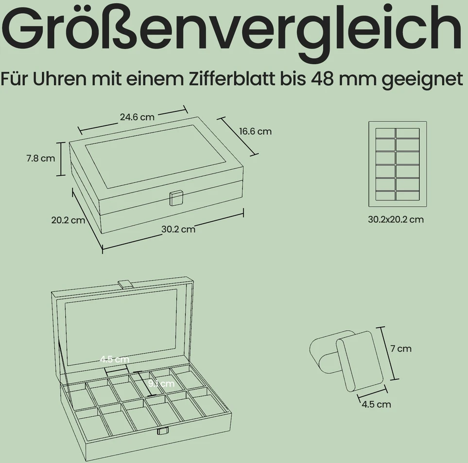 Songmics Laikrodžių dėžė 18.5 x 32.5 x 13.5 cm 12 vnt.