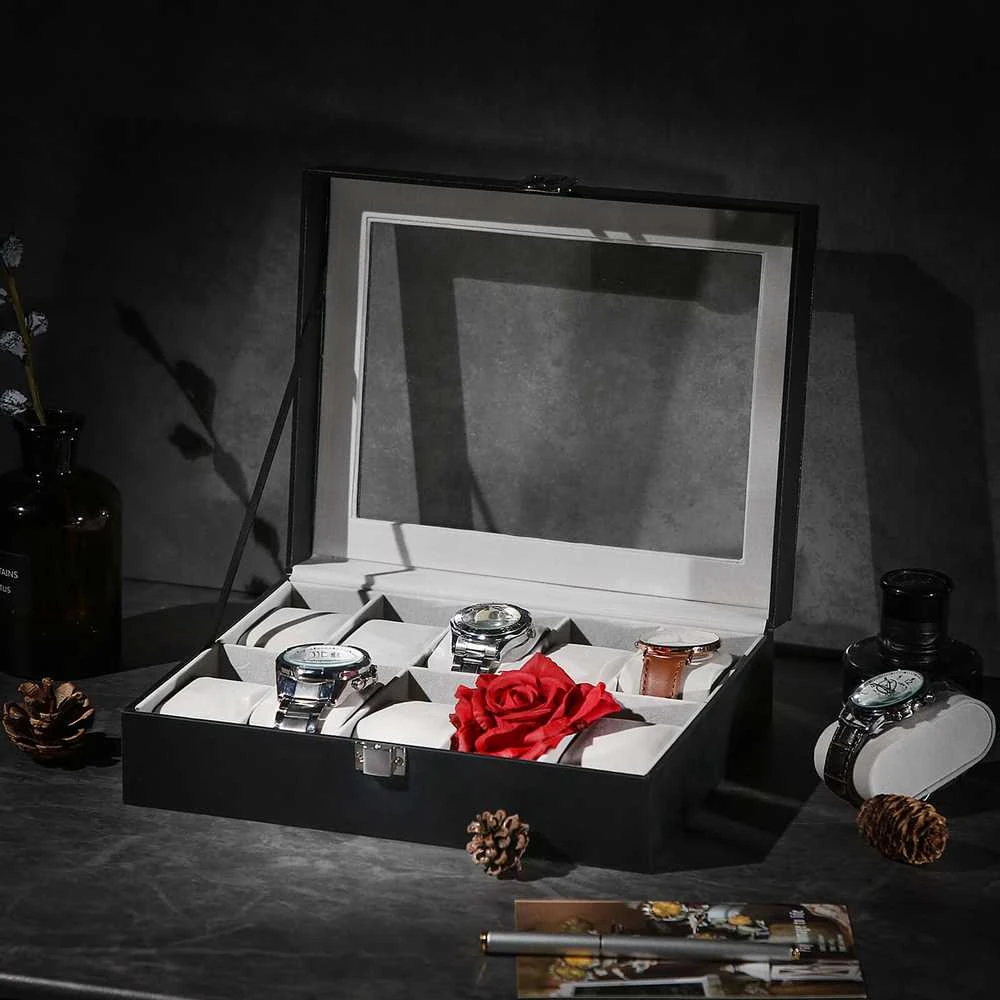 Songmics Laikrodžių dėžutė 10 vnt. juoda