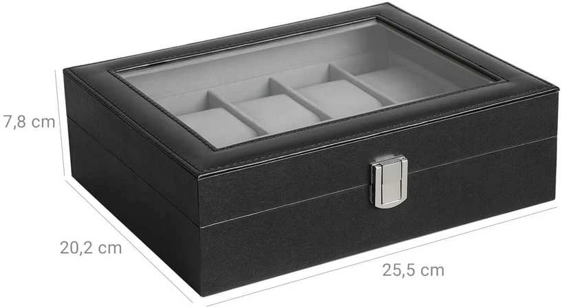 Songmics Laikrodžių dėžutė 10 vnt. juoda