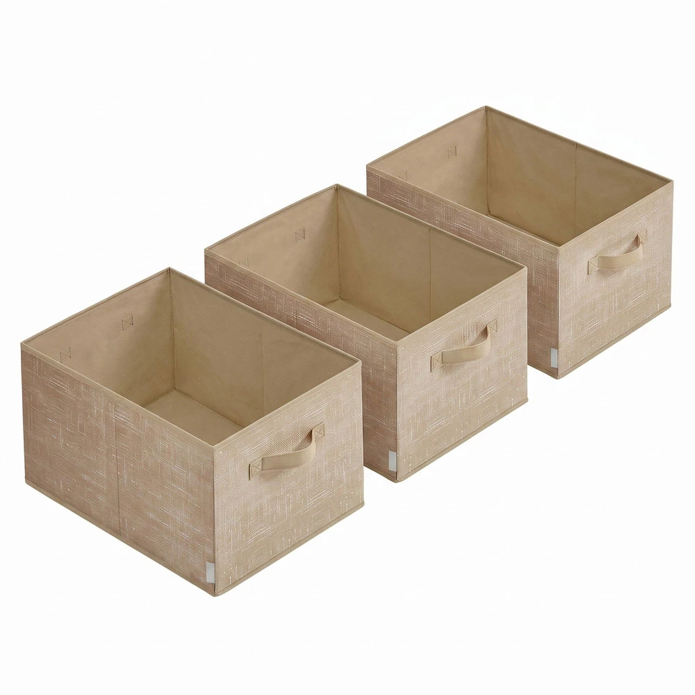 SONGMICS laikymo dėžės, 3 vnt. rinkinys, 40 x 30 x 24 cm, smėlio spalvos