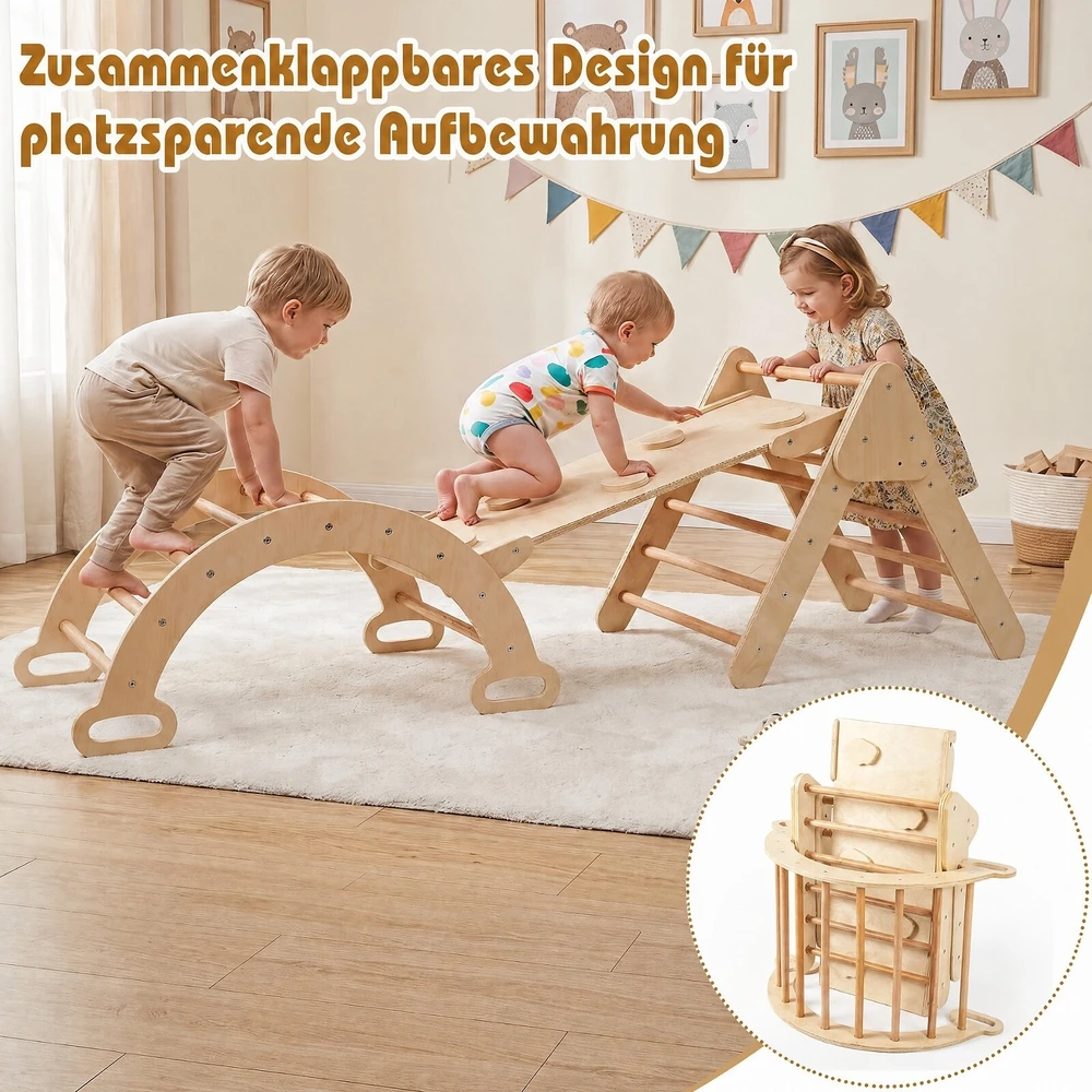 Laipynės rinkinys 3 viename su reguliuojama rampa, įvairiaspalvis, 69 × 55 × 59 cm