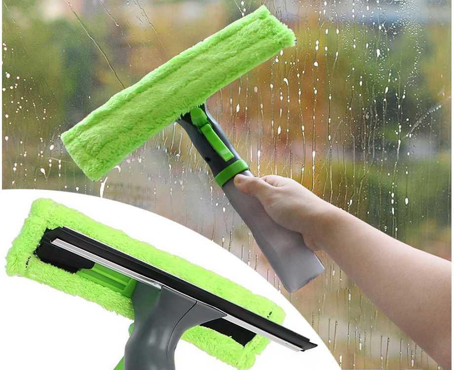 Langų valytuvas 3 viename su purškikliu ir mikropluoštu