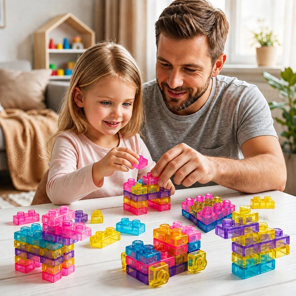 Lean Toys Lanksčių guminių kaladėlių rinkinys, skaidrios, 40 vnt.