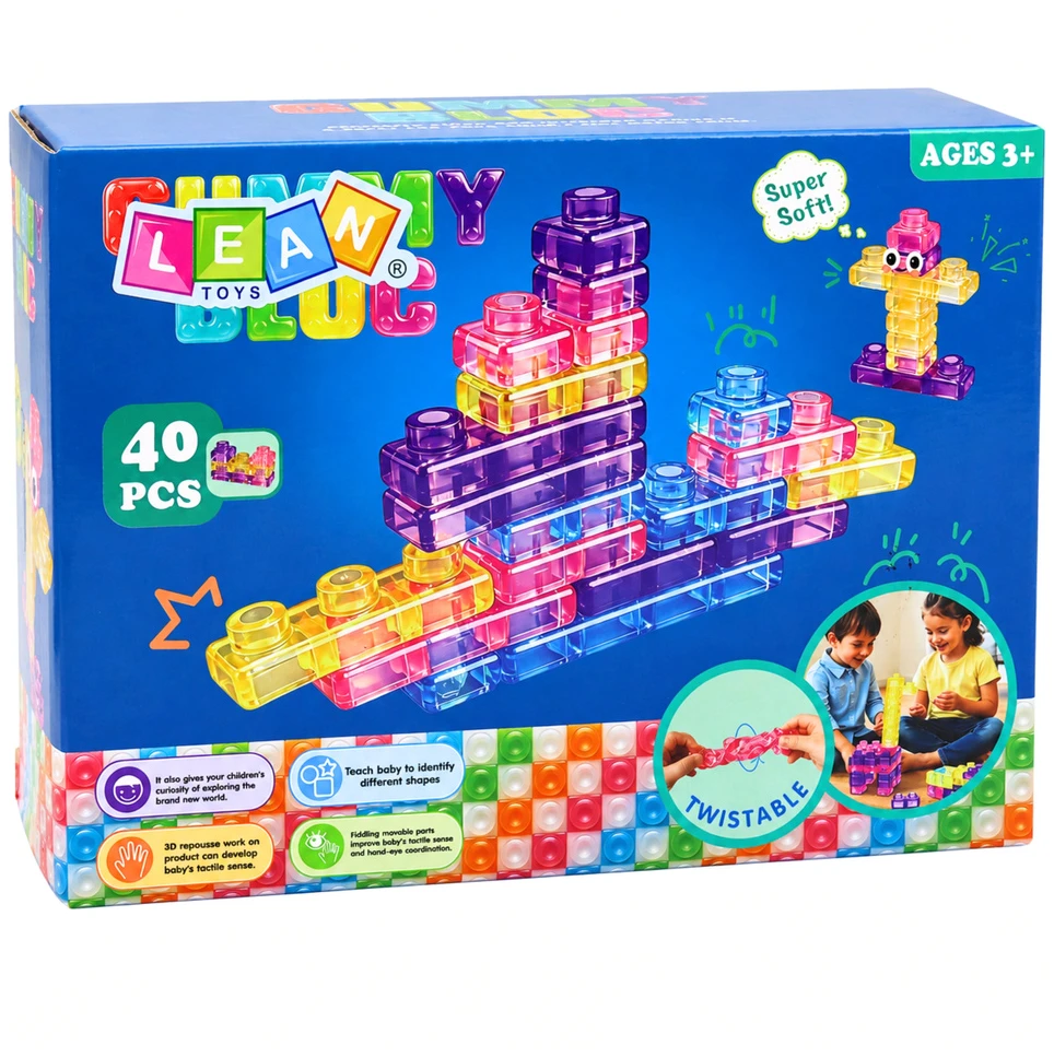 Lean Toys Lanksčių guminių kaladėlių rinkinys, skaidrios, 40 vnt.